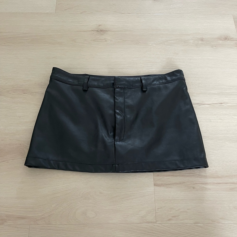 Black Faux Leather Mini Skort